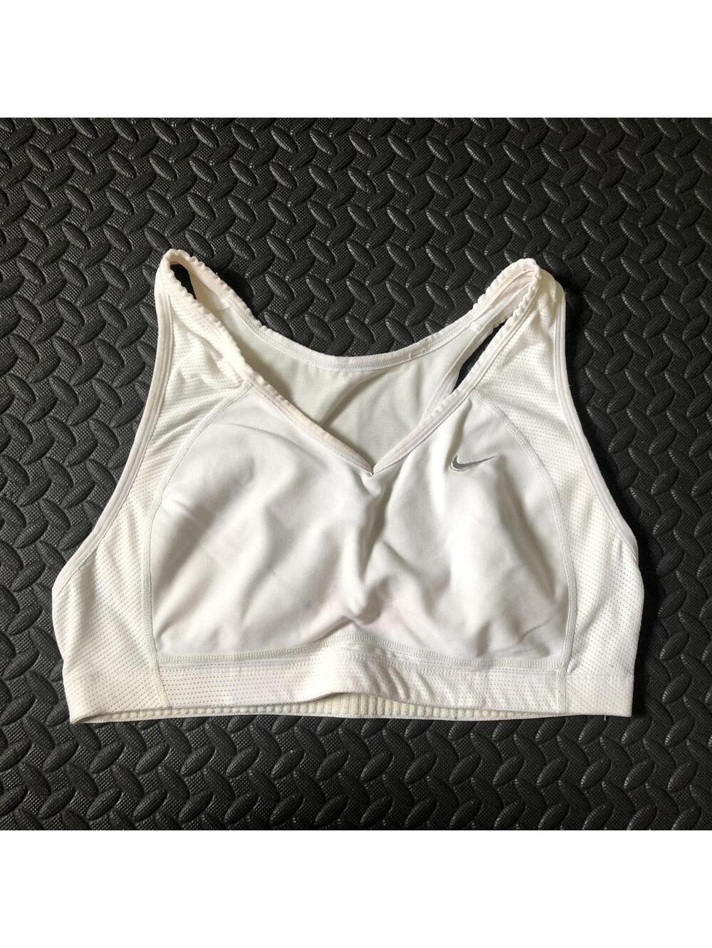 Nike White Sports Bra with Mesh Details Size Medium